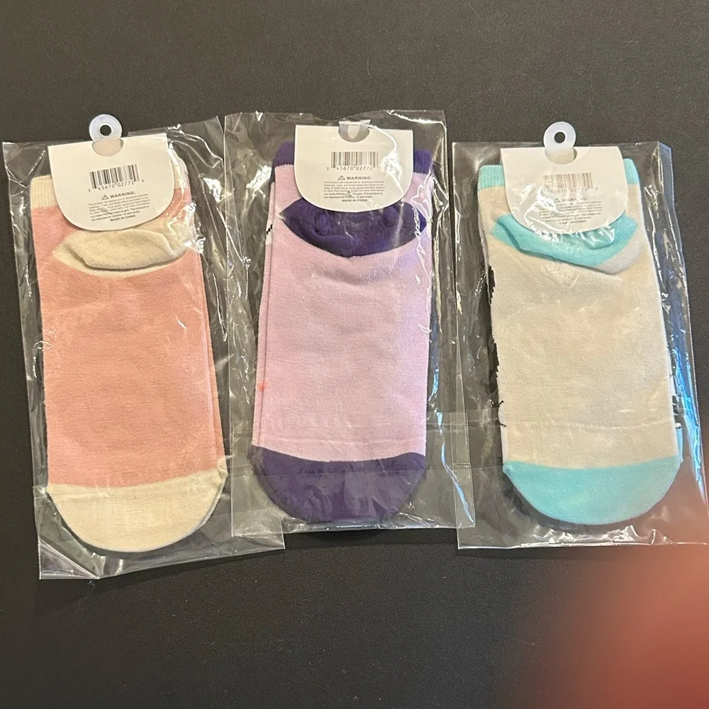 Monster Print Socks Set - Pink, Purple, Blue - fits women’s 6 to 10